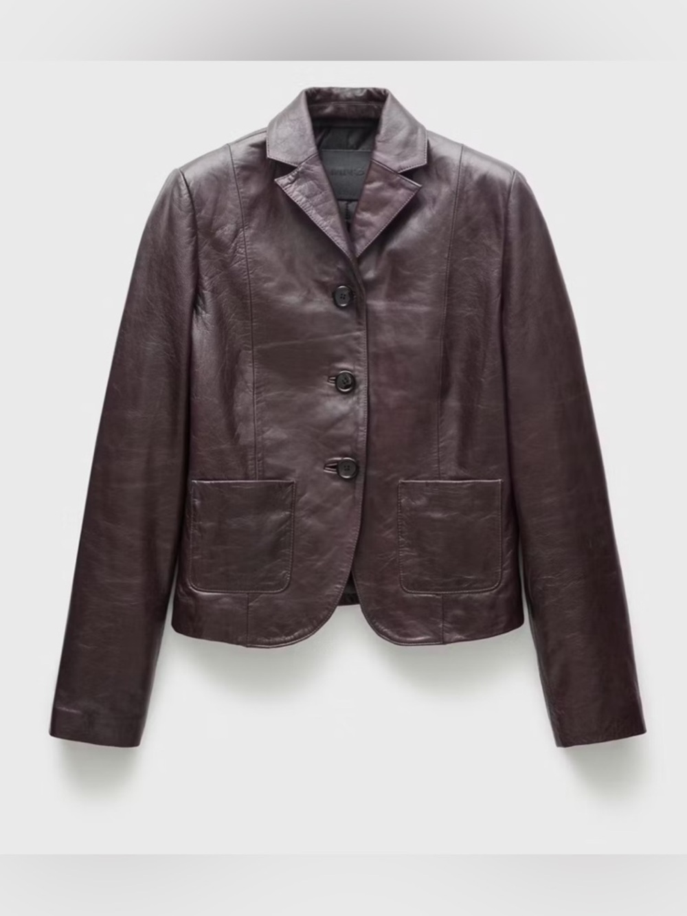 Mango Plum Leather button Blazer Jacket